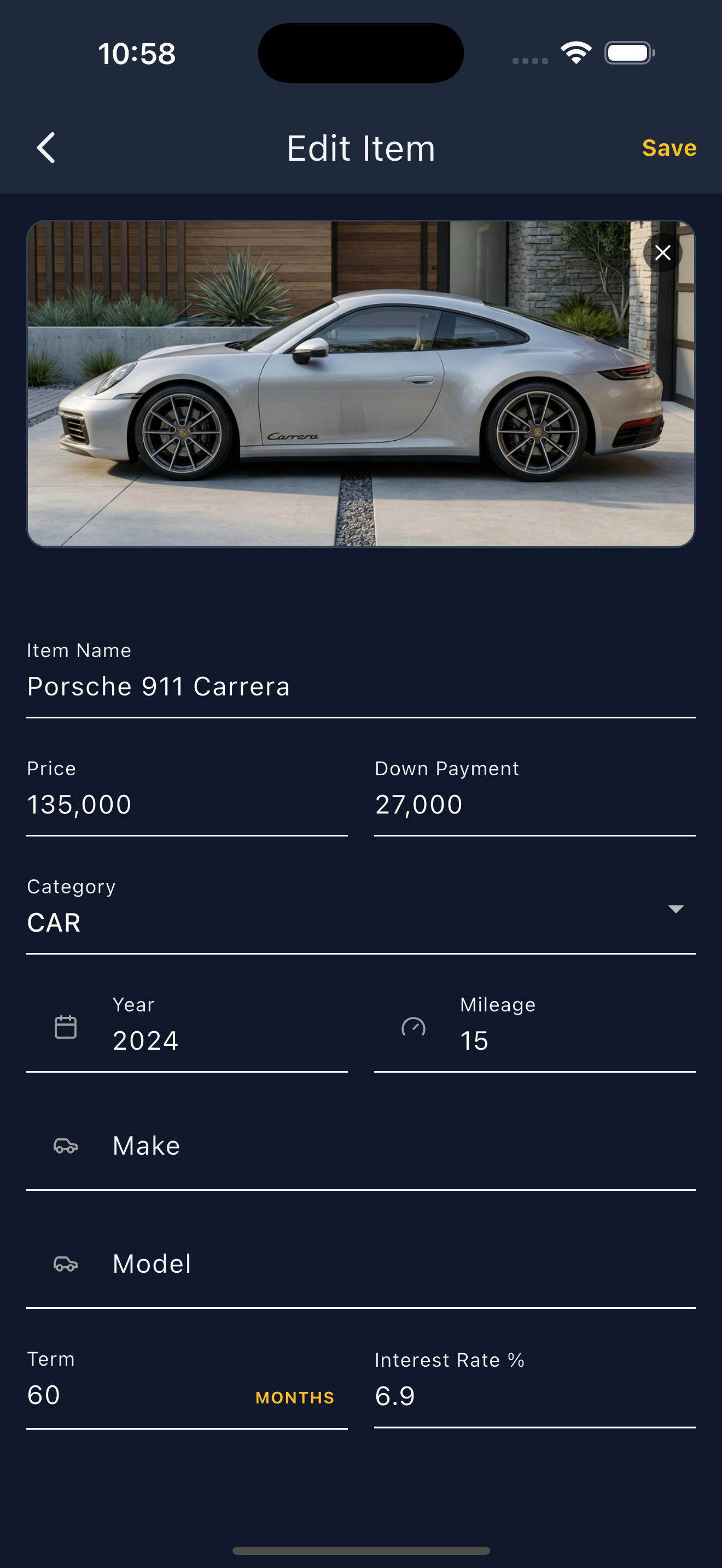 LuxePlan wishlist dashboard screen